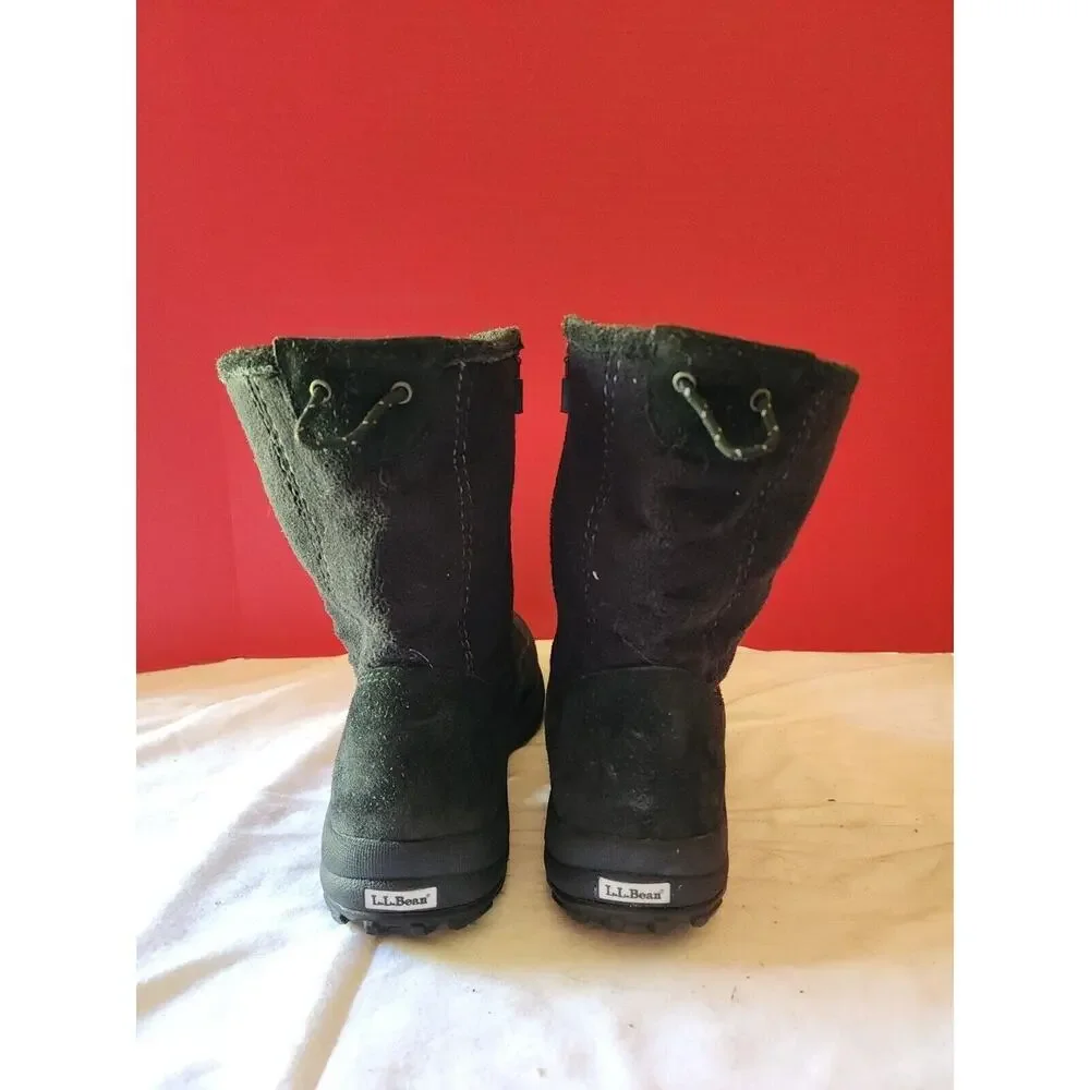 Ll Bean Black Ankle Boots Side Zipper Men's Size 10 M suede and fleece